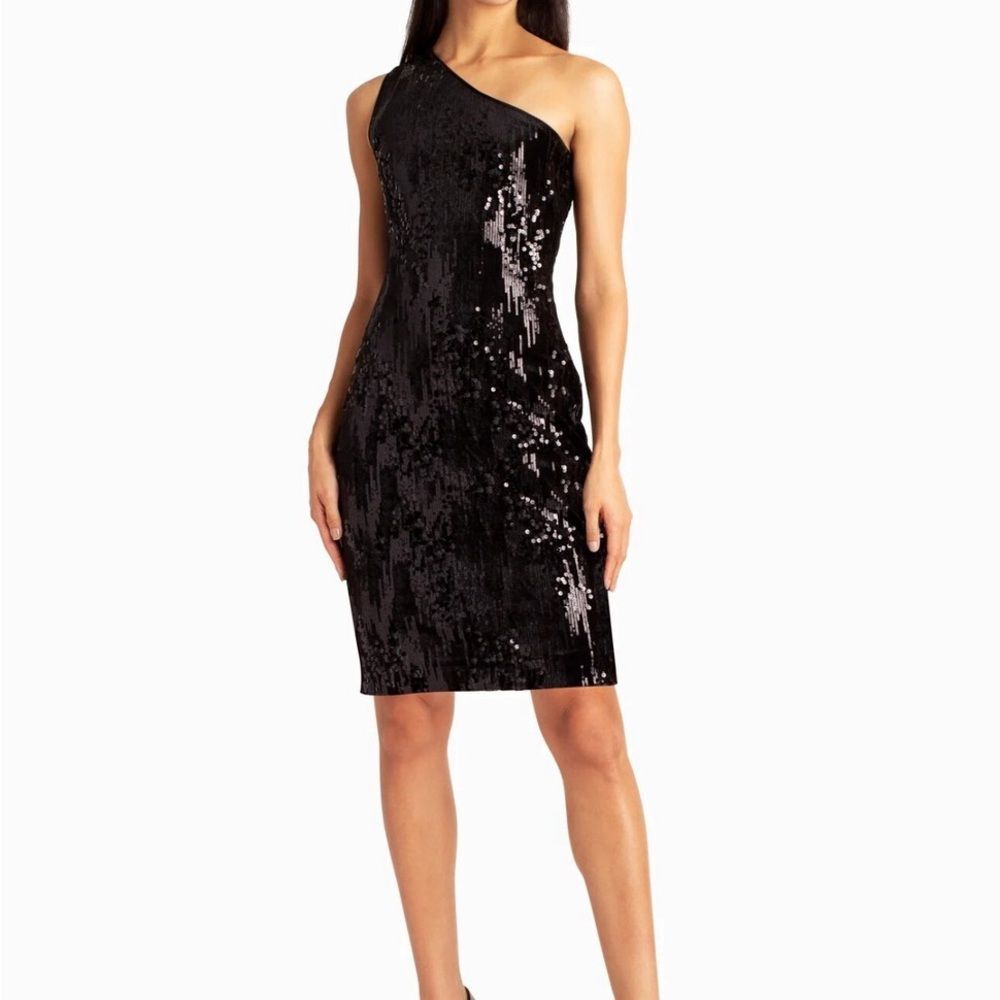 NWT Nicole Miller Sequin Velvet One Shoulder Dress size 8